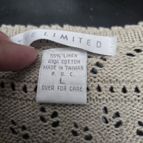 Vintage Y2K The Limited Womens Large Linen Cotton Button Vest Pointelle Crochet - Picture 5 of 7